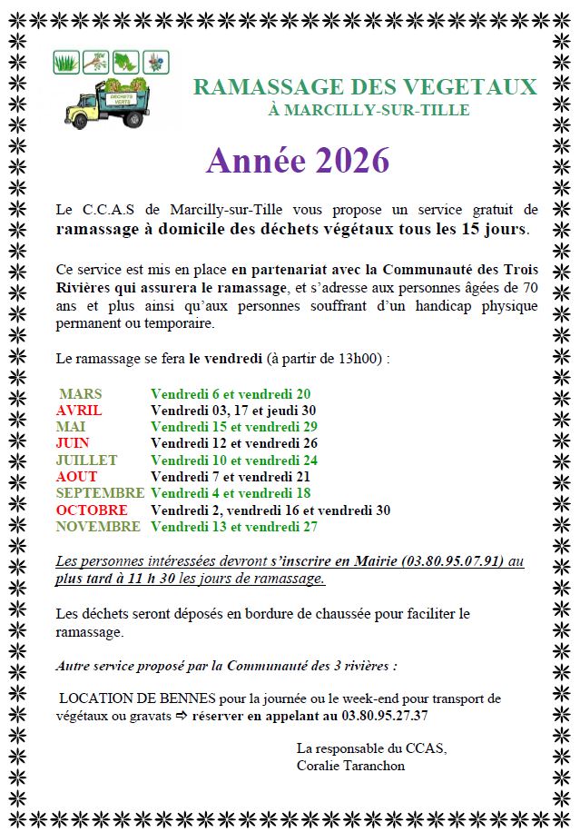 Ramassage des végétaux 2026